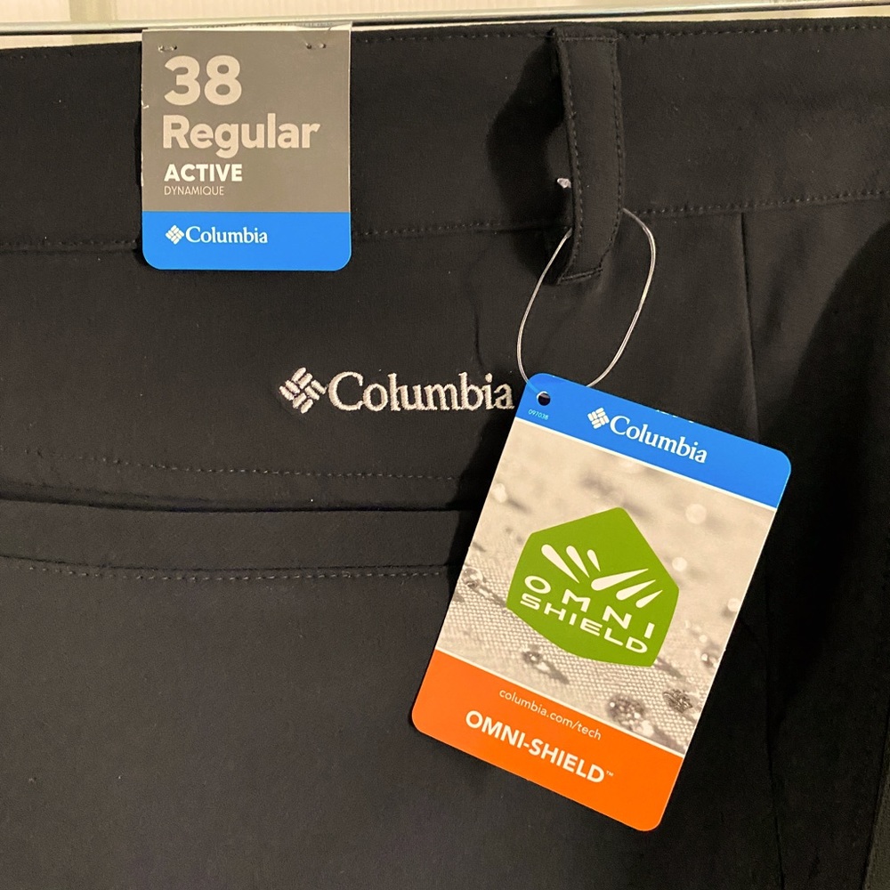 Columbia, Men’s black lined pants, 38 regular, new, water resistant